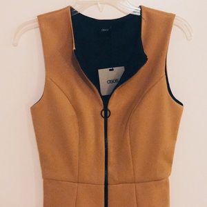 A-Line Skater Dress w/ Zip Front - Mustard / US 4